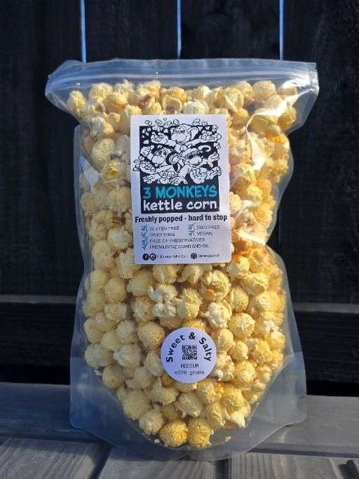 3 Monkeys Kettle Corn Sweet & Salty Medium 270g