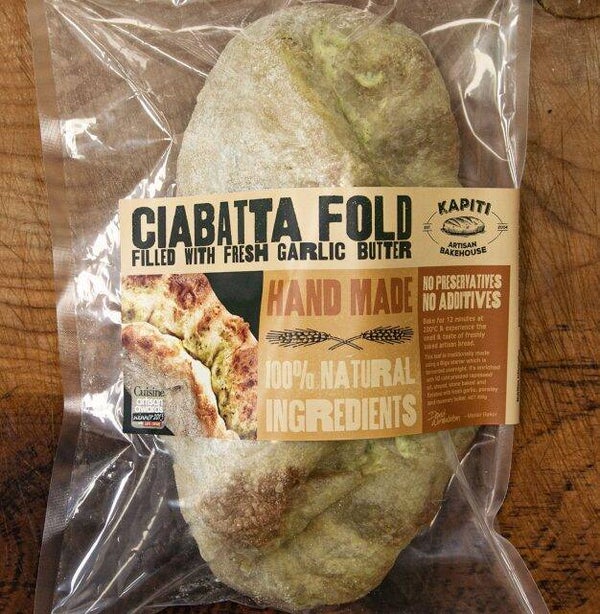 Kapiti Artisan Bakehouse Garlic Ciabatta Fold 400g