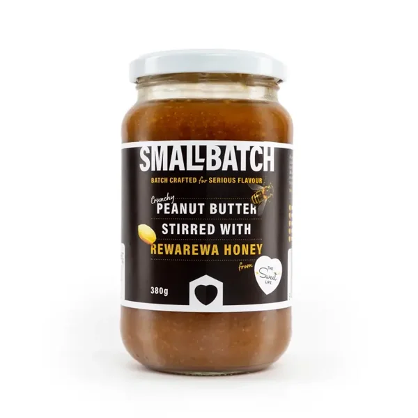 Small Batch NZ Crunchy Peanut Butter Stirred with Rewarewa Honey 235g