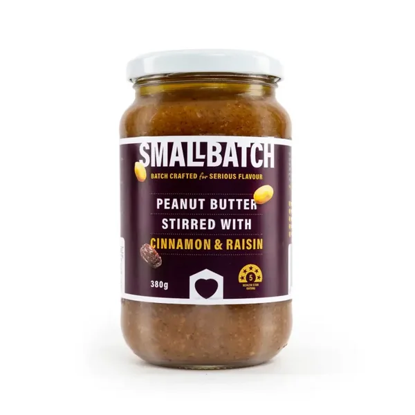 Small Batch NZ Crunchy Peanut Butter Stirred with Cinnamon & Raisin 380g