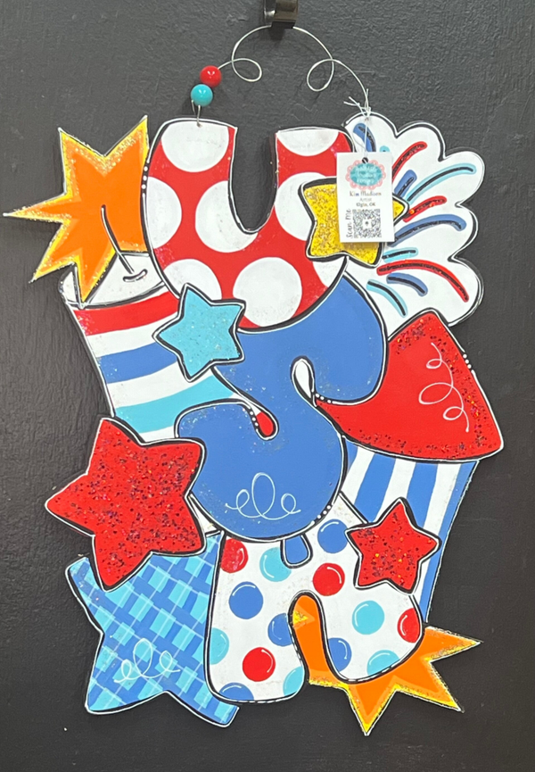 Hello Firecracker & Stars Door Hanger