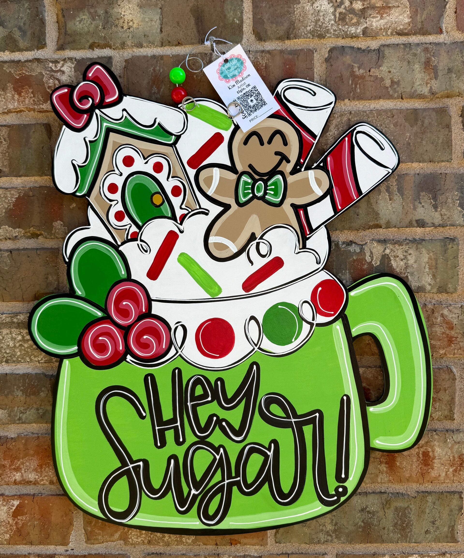 Hey Sugar Gingerbread Mug Door Hanger