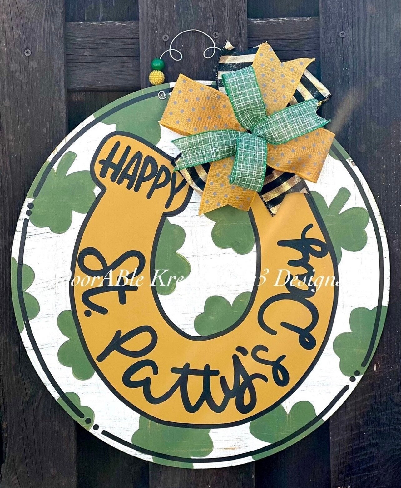 Happy St. Patrick’s Day Horseshoe round Door Hanger