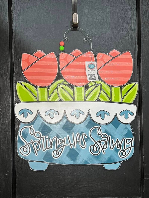 Spring has Sprung Tulips door hanger