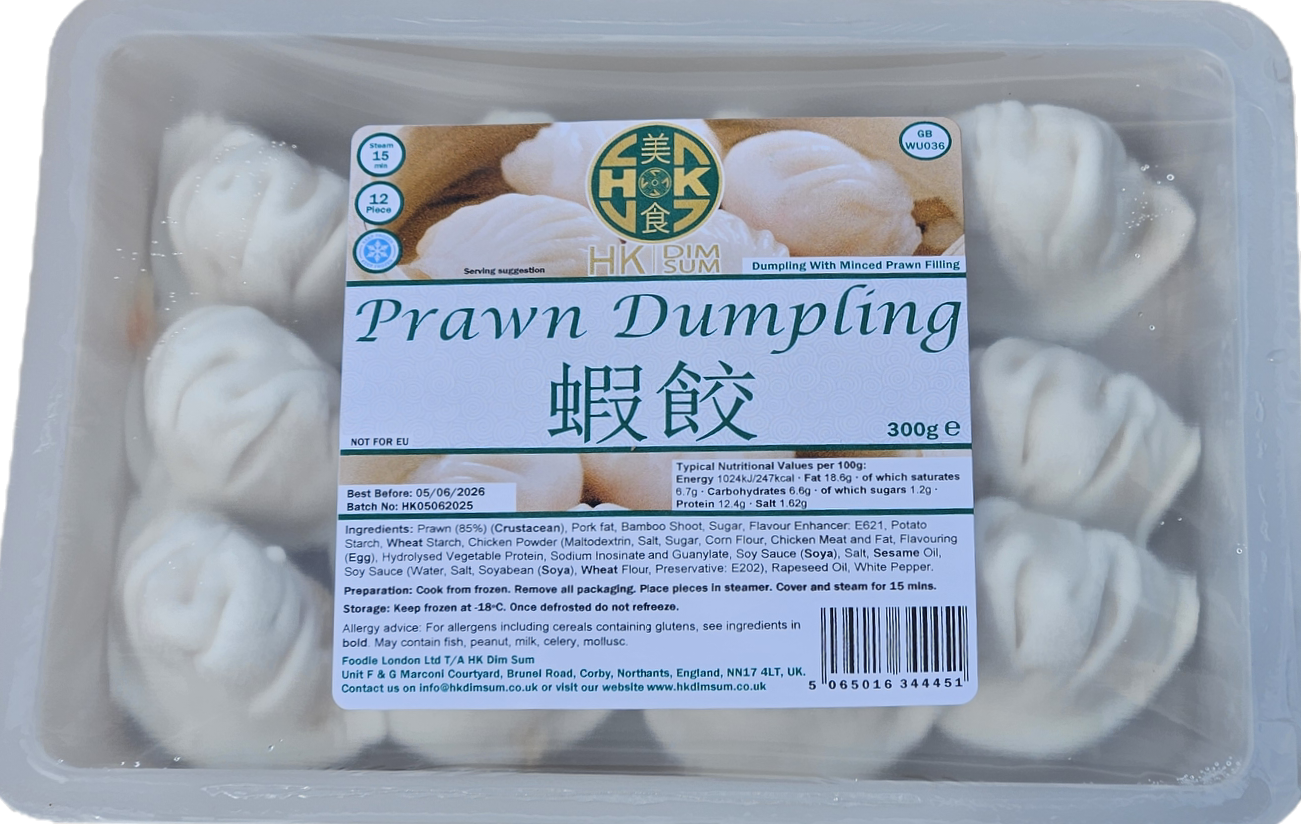 Prawn Dumplings 12Pcs ( Har Kau) - 蝦餃12粒