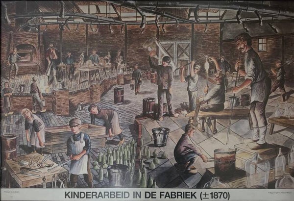 Kinderarbeit in einer Fabrik im Jahr 1870
