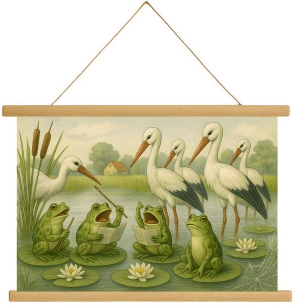 Schulposter Störche mit Fröschen