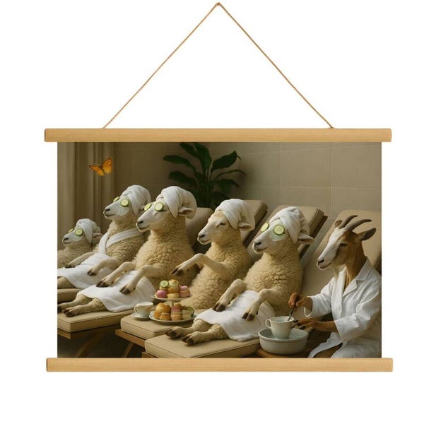 Schulposter Schafe im Schönheitssalon