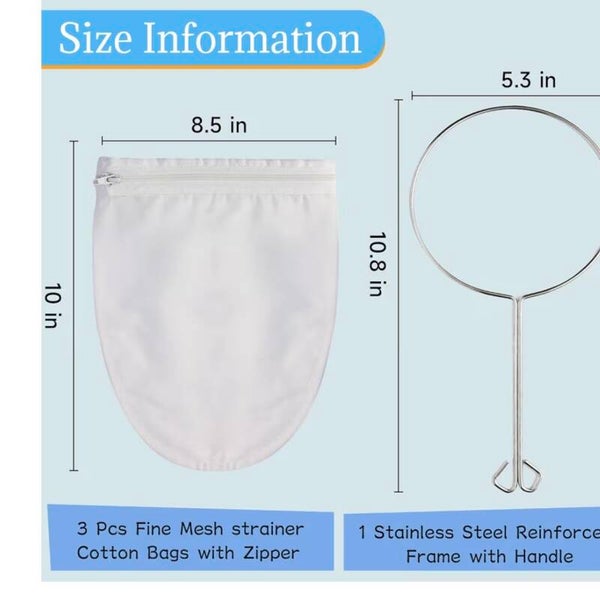 Ultra fine mesh strainer bag with frame stand ( grèg )