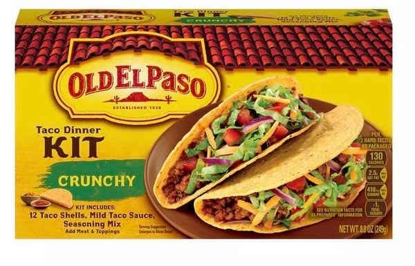 Taco Old El Paso, Taco Dinner Crunchy, 12 Taco Shell, Mild Taco Sauce, Seasoning Mix 8.8oz