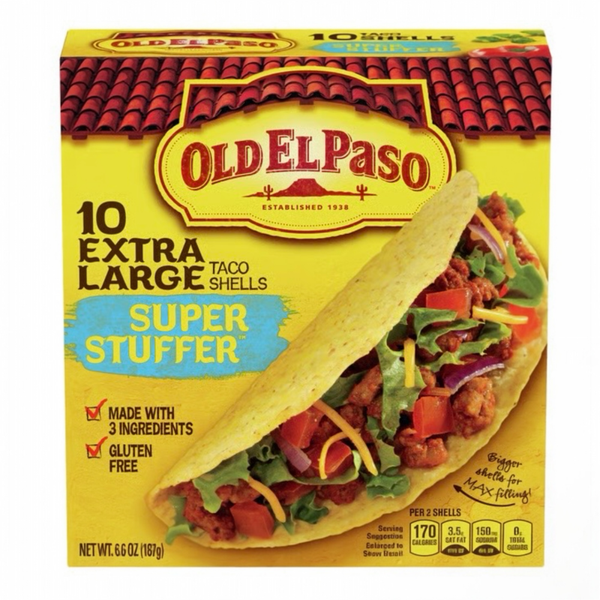 Taco, Old El Paso, 10 Extra Large Taco Shells, Super Stuffer, 6.6Oz