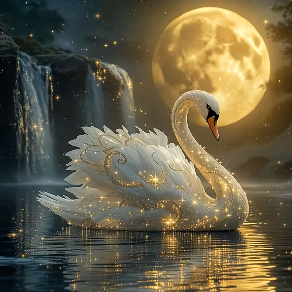 Schwan im Mondlicht