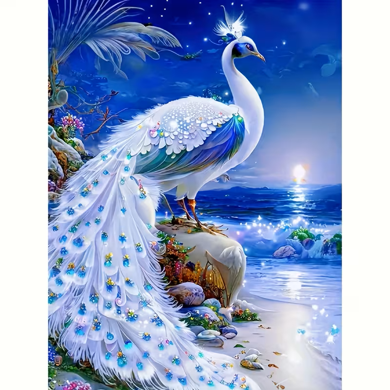 Blauer Pfau am Strand