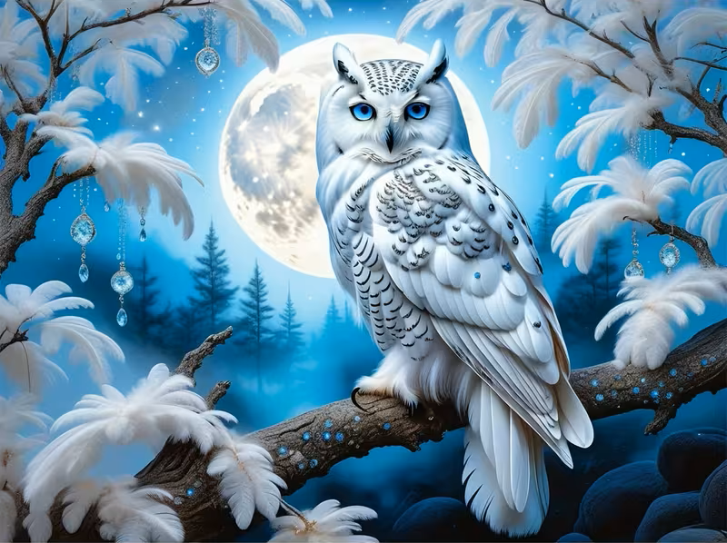Eule bei Vollmond
