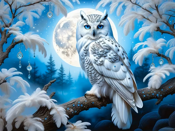 Eule bei Vollmond