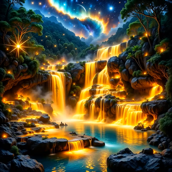 Leuchtender Wasserfall