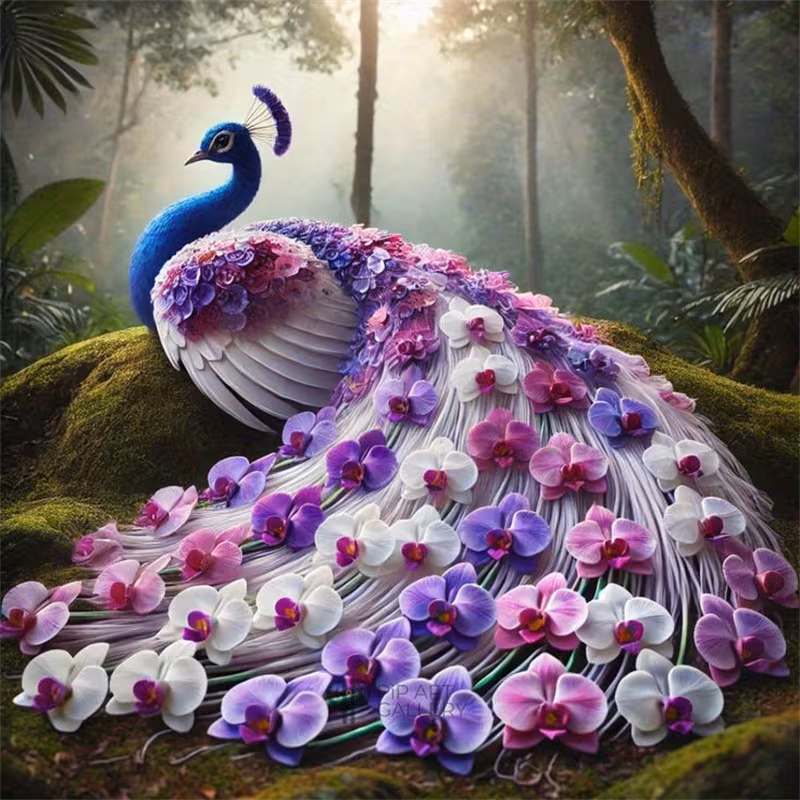 Pfau mit violettlichen Federn