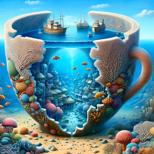 Unterwasser Landschaft in Tasse