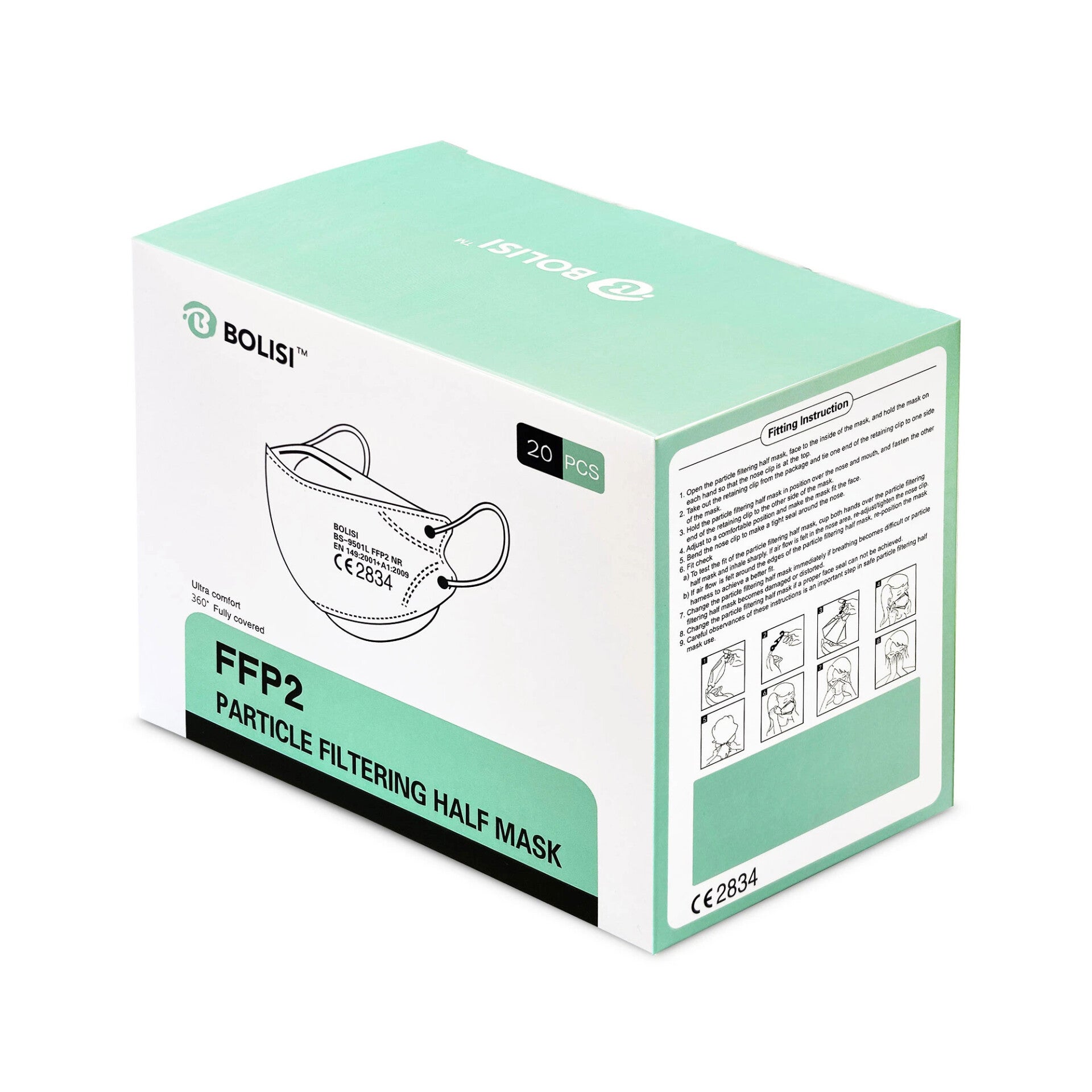 Bolisi FFP2 Atemschutzmaske (4-lagig, CE 2834) – einzeln verpackt
