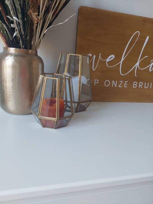 Windlichten goud Hexagon vorm (groot)