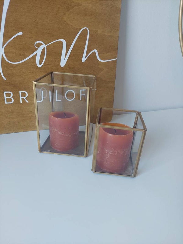 Windlichten goud vierkant (klein)