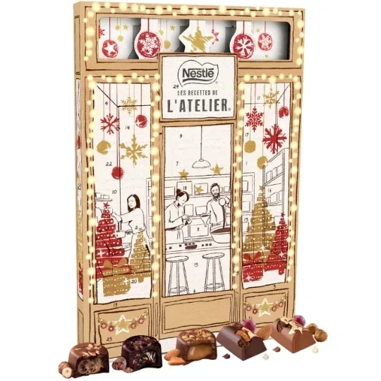 🎄 Adventskalender für Kinder – Zartbitter & Vollmilch Schokolade LES RECETTES DE L’ATELIER – 279 g