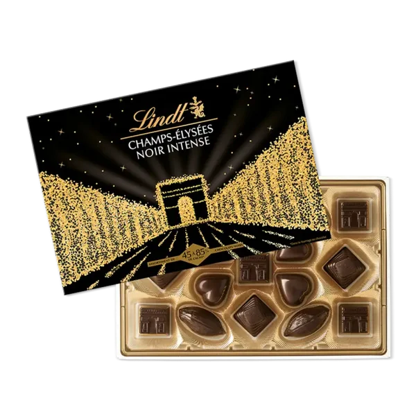 LINDT Champs-Élysées Noir Intense – Edle Zartbitter-Pralinen 168 g