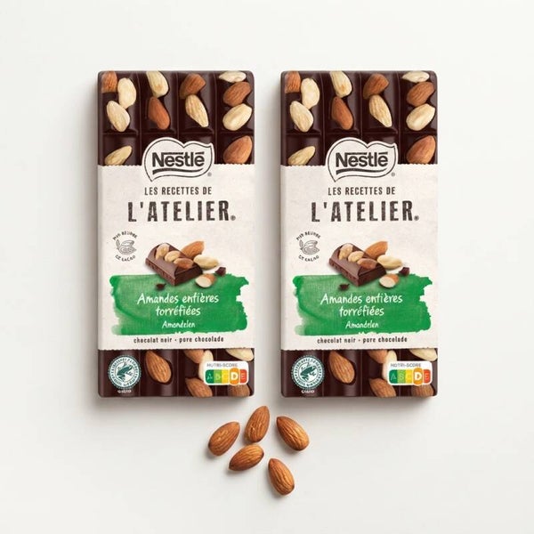 2x Nestlé Les Recettes de L'Atelier – Amandes entières torréfiées (Zartbitterschokolade mit ganzen Mandeln, je 170 g)