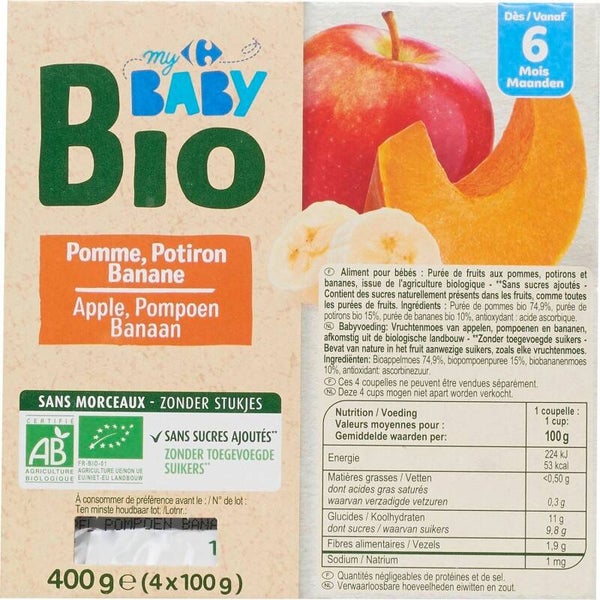 Baby Bio – Dessert Apfel-Kürbis ab 6 Monaten ( 3 x St)