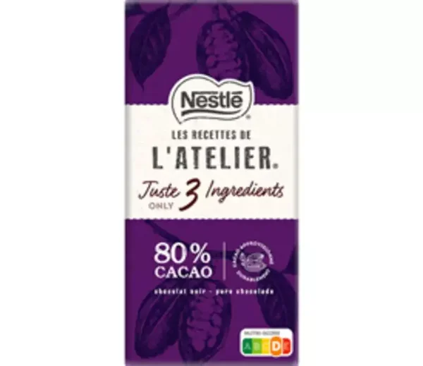 L' Atelier Tuste 3 Ingredients 80% Cacao /2 Stück/