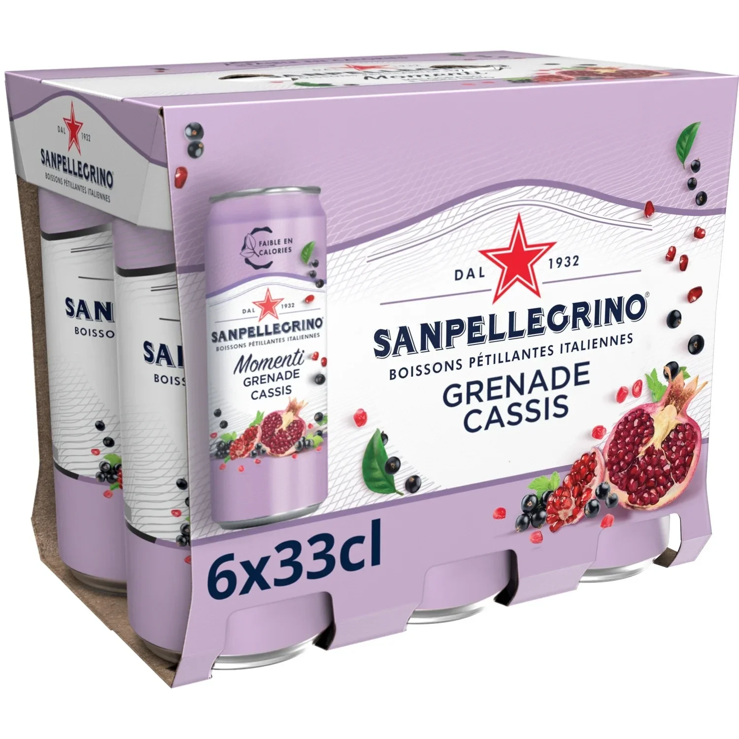 San Pellegrino Momenti Granatapfel-Schwarze Johannisbeere – 6er-Pack (6 x 33 ml)