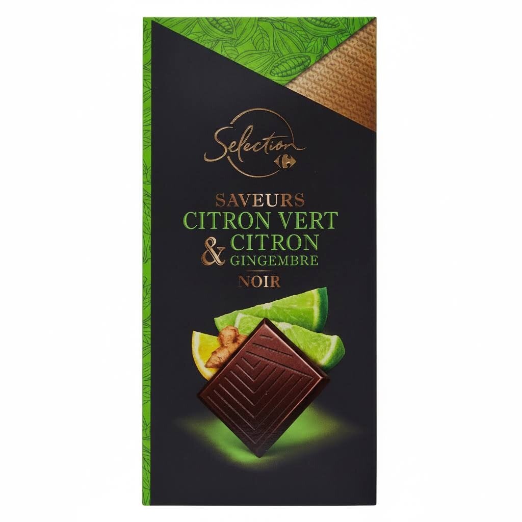 Chocolat noir saveur citron vert citron et gingembre/ 2 Stück/  100g