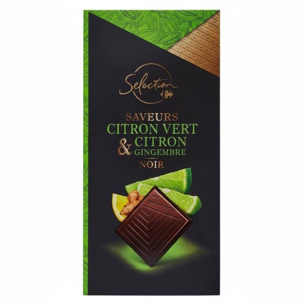 Chocolat noir saveur citron vert citron et gingembre/ 2 Stück/  100g