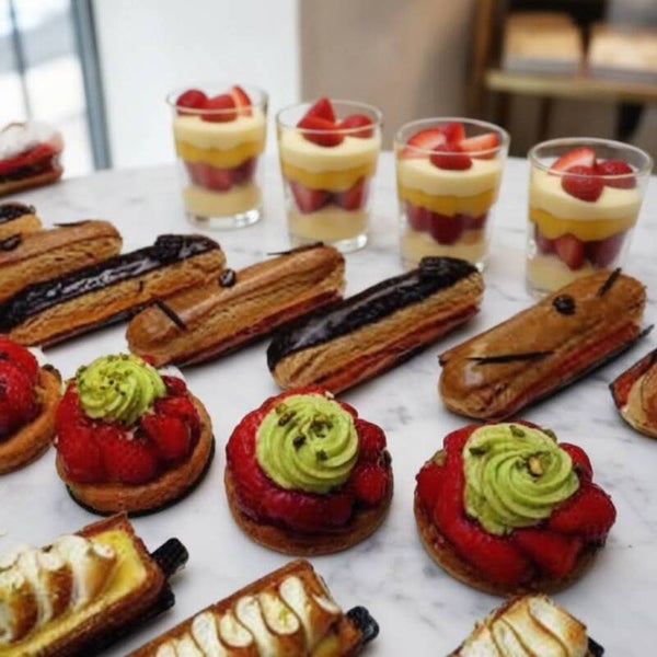 Éclair aus Frankreich mit Schokoladen-, Kaffee- und Karamellgeschmack