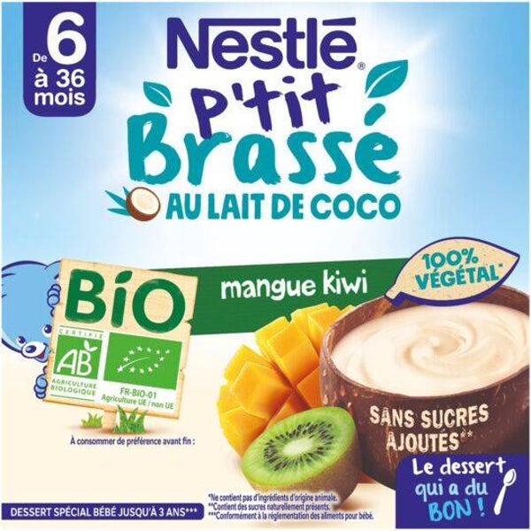 NESTLE P'TIT BRASSE Bio-Kokosmilch Mango & Kiwi ab 6 Monaten (3 x St) 🥭🥥