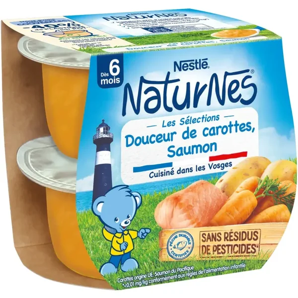 NESTLE Babygericht ab 6 Monaten NATURNES Lachskarotten 400 g 🐟🥕 (3 x St)