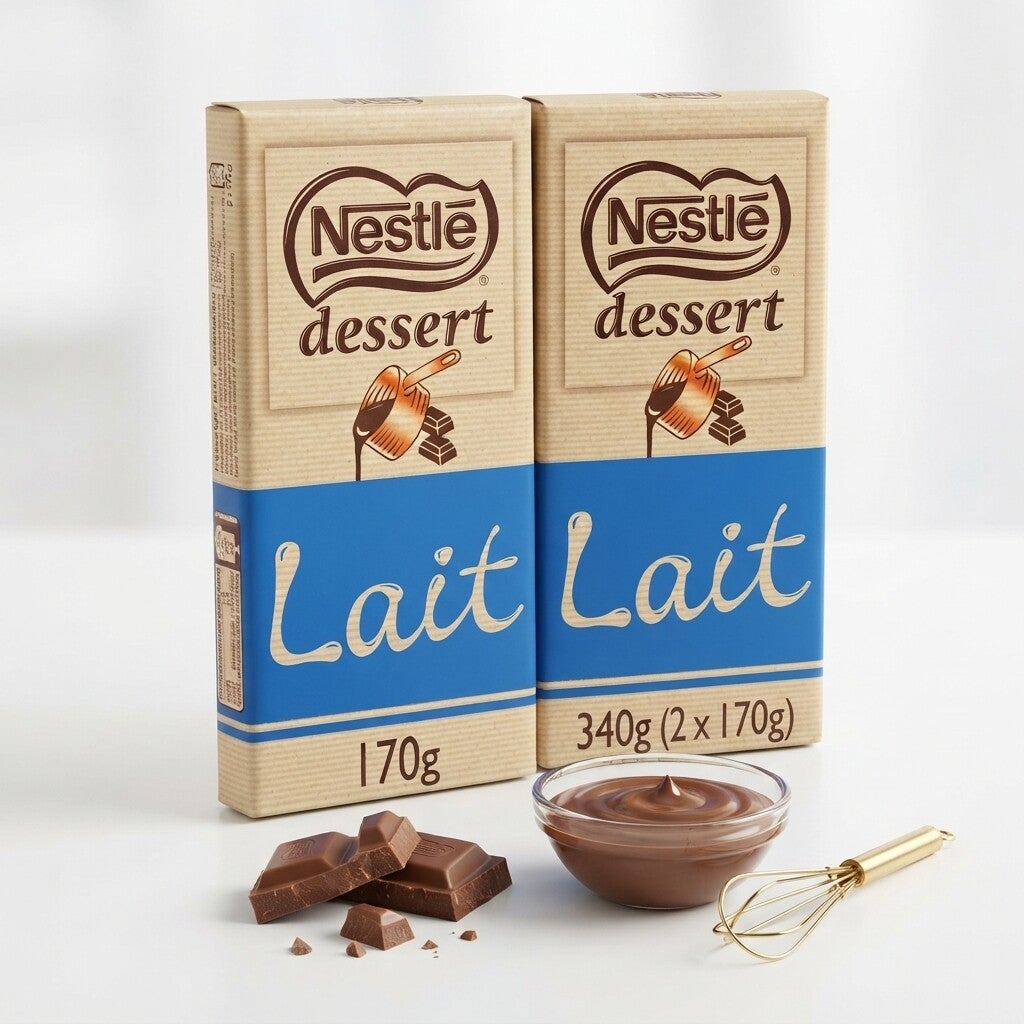 2x Nestlé Dessert Lait – Cremige Vollmilchschokolade zum Backen & Genießen (2 Stück à 170 g)