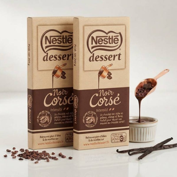 2x Nestlé Dessert Noir Corsé – Intensive Zartbitter-Backschokolade / Pâtisserie (2 Stück à 200 g)