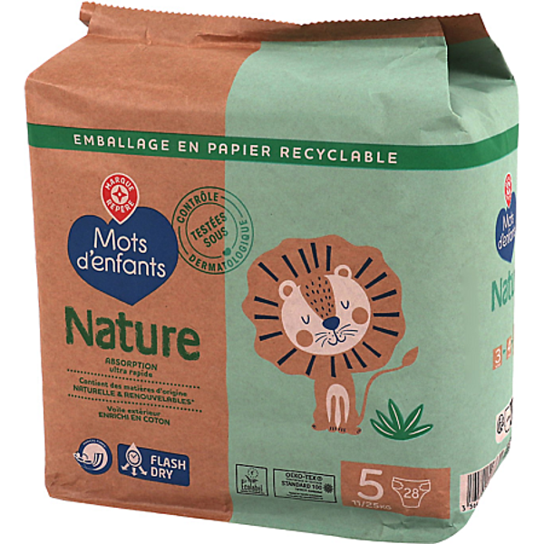 Babywindel Nature ökologisch Junior T5 (11-25 kg) x 28 – MOTS D'ENFANTS ( 2 x St)