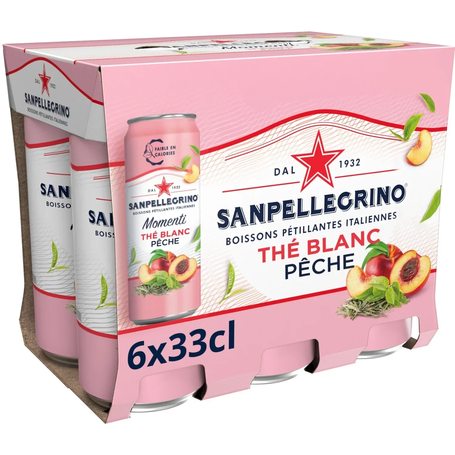 San Pellegrino Momenti Weißer Tee-Pfirsich – 6er-Pack (6 x 33 ml)