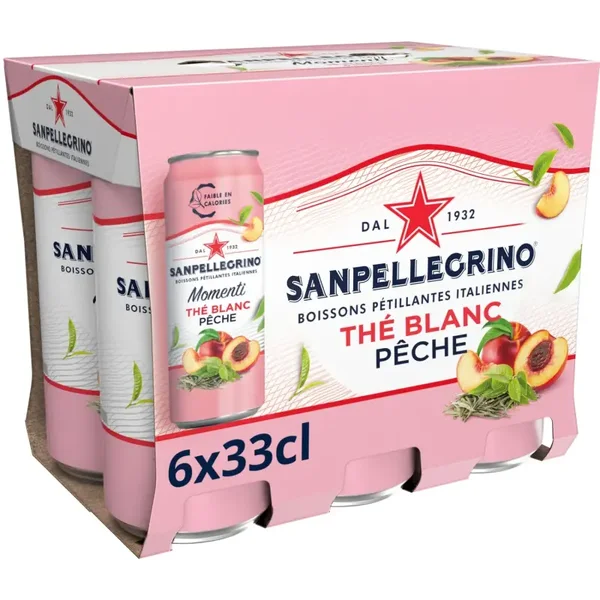 San Pellegrino Momenti Weißer Tee-Pfirsich – 6er-Pack (6 x 33 ml)