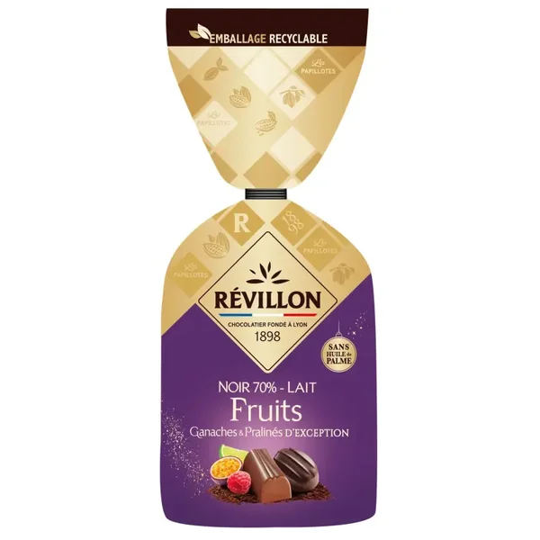Papillotes Noir 70 %  Lait Fruits 340 g