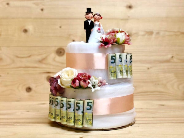 Geldtaart Huwelijk Roze ( 2 etages )