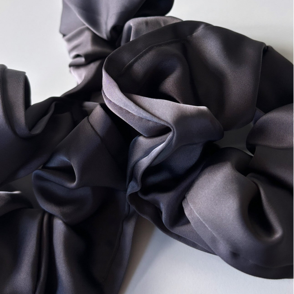 Grey silk scrunchie