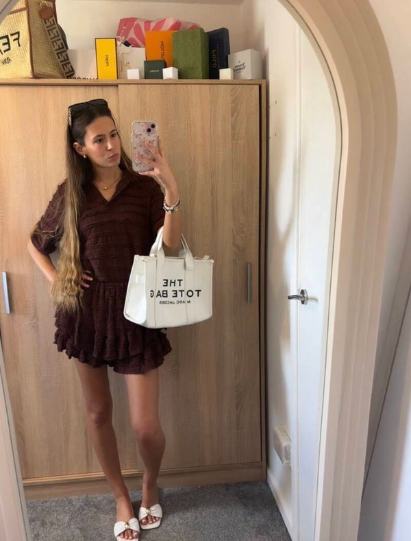 Brown ruffle v-neck top and shorts set