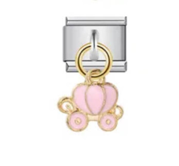 Silver & gold stainless steel princess charm
