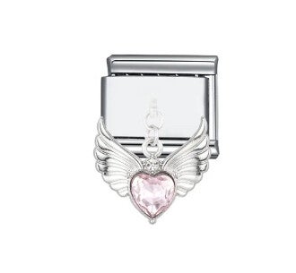 Silver stainless steel wings charm