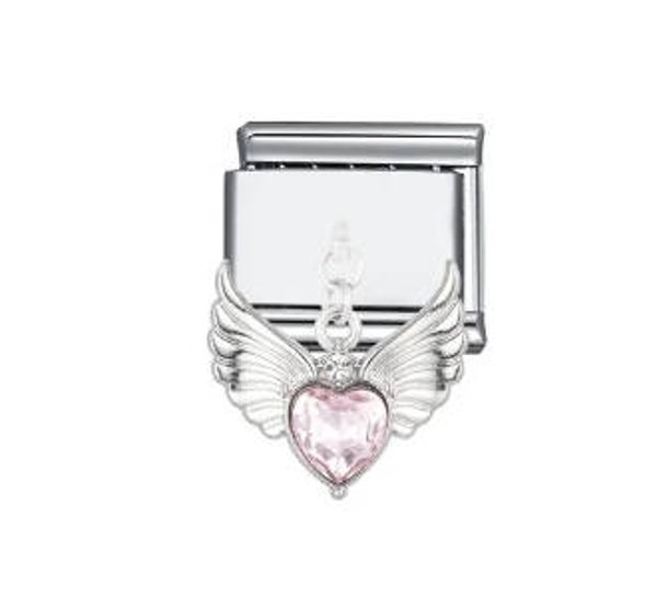 Silver stainless steel wings charm