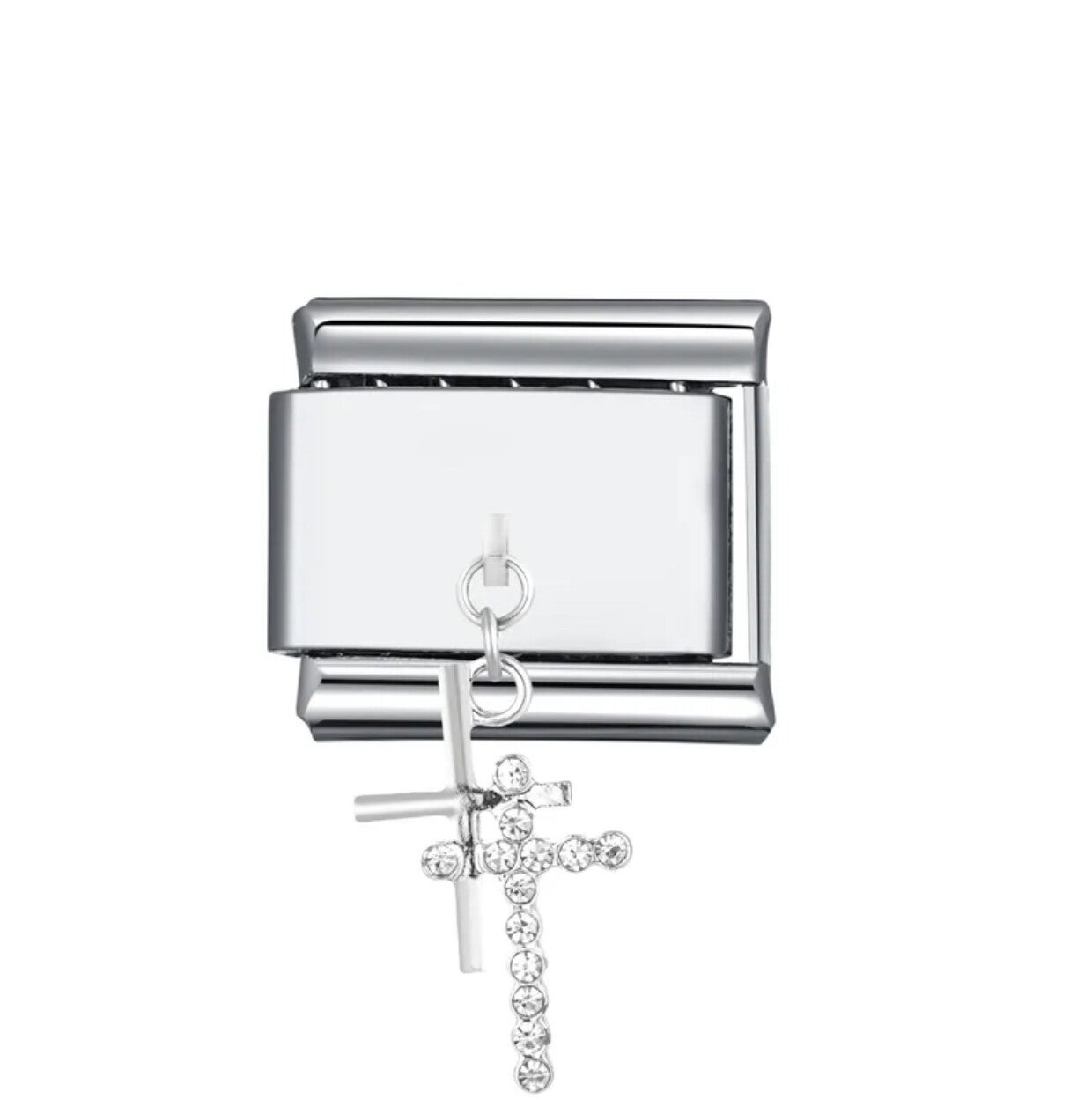 Silver stainless steel cross charm
