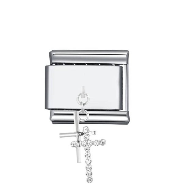 Silver stainless steel cross charm